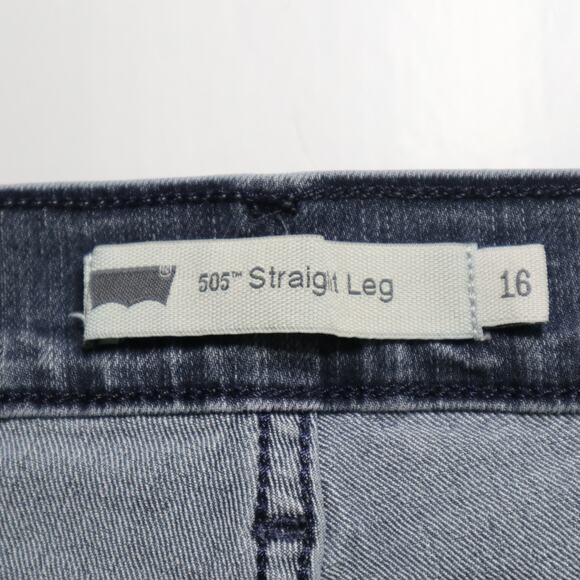 Levi's Size 16 505 Straight Leg Jeans 33x32 Mid Rise Stretch Blue Wash - Picture 12 of 12